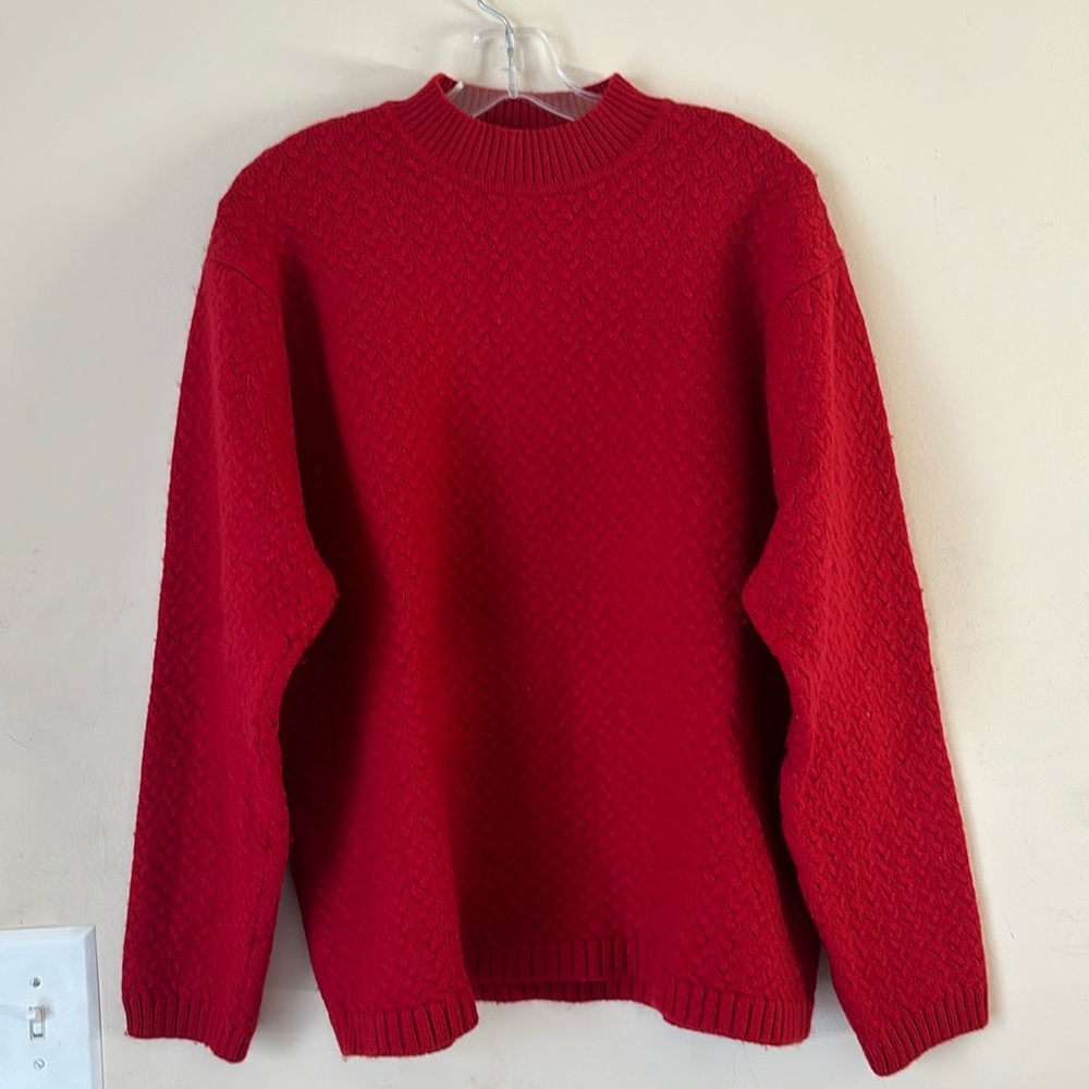 Alex Cannon Rowayton Wool Blend Red Ribbed Crew Neck Sweater‎ Size XXL